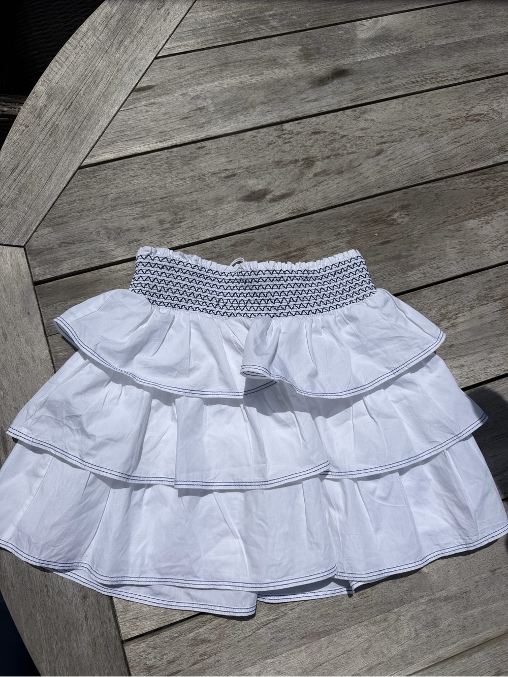 Roller Rabbit White Tiered Ruffle Skirt with Smocked Waist